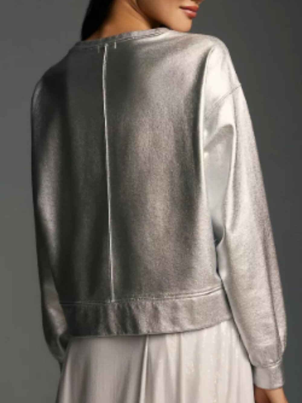 Pilcro Anthropologie Silver Metallic Sweatshirt XS - Picture 2 of 5